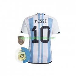 Fotballdrakter Argentina Messi 10 3 Stars Hjemmedraktsett Fotball-VM 2022 Kortermet til Herre
