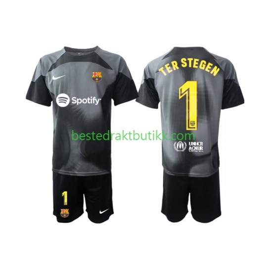 Fotballdrakter FC Barcelona Ter Stegen 1 Keeper Bortedraktsett 2022-2023 Kortermet til Barn
