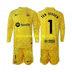Fotballdrakter FC Barcelona Ter Stegen 1 Keeper Bortedraktsett 2024-2025 Langermet til Barn