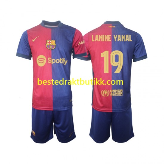 Fotballdrakter FC Barcelona UCL Font Lamine Yamal 19 Hjemmedraktsett 2024-2025 Kortermet til Barn