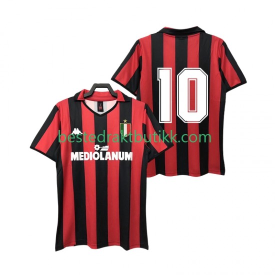 Fotballdrakter AC Milan 10 1988 1989 Retro Hjemmedraktsett Kortermet til Herre