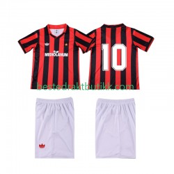 Fotballdrakter AC Milan 10 1990 1991 Retro Hjemmedraktsett Kortermet til Barn