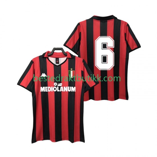 Fotballdrakter AC Milan 6 1988 1989 Retro Hjemmedraktsett Kortermet til Herre