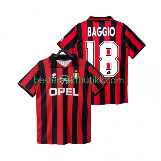 Fotballdrakter AC Milan BAGGIO 18 1996 1997 Retro Hjemmedraktsett Kortermet til Herre