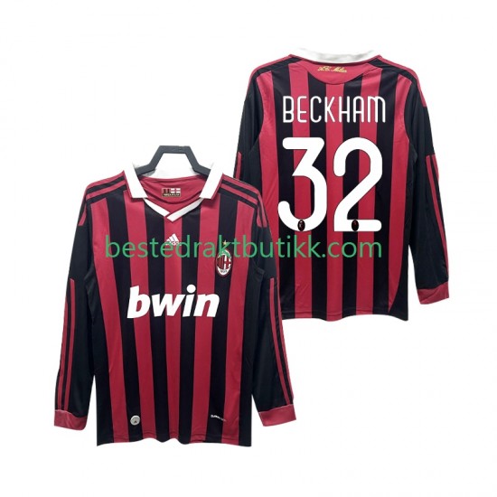 Fotballdrakter AC Milan BECKHAM 32 2009 Retro Hjemmedraktsett 2010 Langermet til Herre