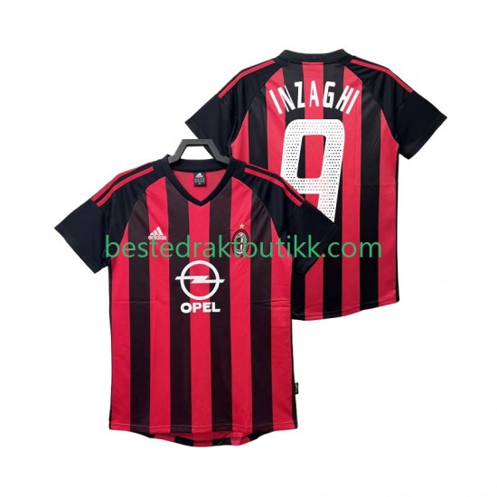 Fotballdrakter AC Milan INZAGHI 9 2002 2003 Retro Hjemmedraktsett Kortermet til Herre