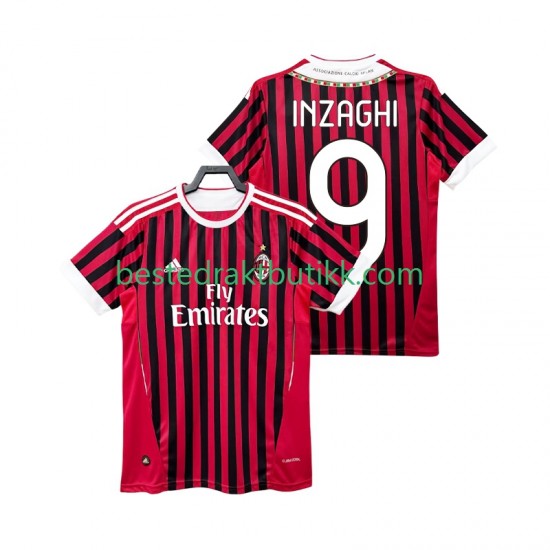Fotballdrakter AC Milan INZAGHI 9 2012 Retro Hjemmedraktsett 2011 Kortermet til Herre