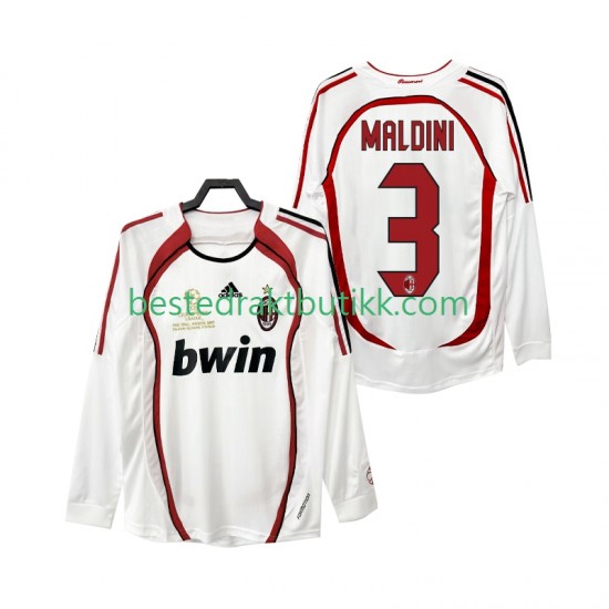 Fotballdrakter AC Milan MALDINI 3 2007 Retro Bortedraktsett 2006 Langermet til Herre
