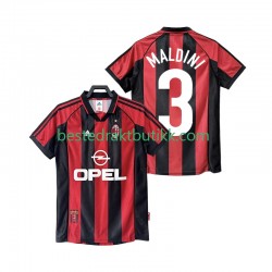Fotballdrakter AC Milan MALDINI 3 1998 Retro Hjemmedraktsett 1999 Kortermet til Herre