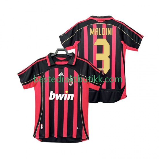 Fotballdrakter AC Milan MALDINI 3 2007 Retro Hjemmedraktsett 2006 Kortermet til Herre