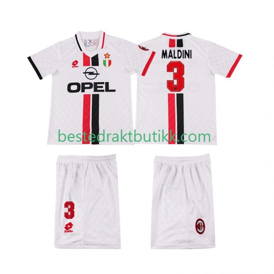 Fotballdrakter AC Milan MALDINI 3 1996 1997 Retro Bortedraktsett Kortermet til Barn