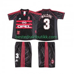Fotballdrakter AC Milan MALDINI 3 1998 Retro Tredjedraktsett 1999 Kortermet til Barn