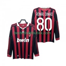 Fotballdrakter AC Milan RONALDINHO 80 2009 Retro Hjemmedraktsett 2010 Langermet til Herre