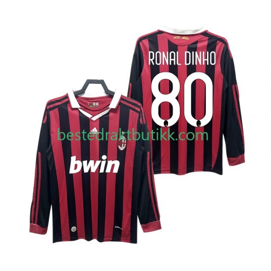Fotballdrakter AC Milan RONALDINHO 80 2009 Retro Hjemmedraktsett 2010 Langermet til Herre
