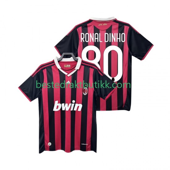 Fotballdrakter AC Milan RONALDINHO 80 2009 Retro Hjemmedraktsett 2010 Kortermet til Herre