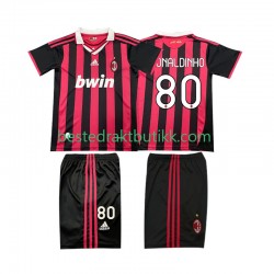 Fotballdrakter AC Milan RONALDINHO 80 2009 Retro Hjemmedraktsett 2010 Kortermet til Barn