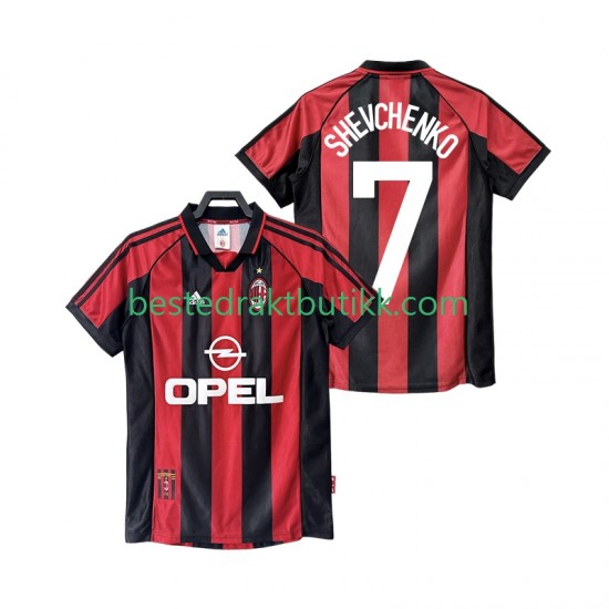 Fotballdrakter AC Milan SHEVCHENKO 7 1998 Retro Hjemmedraktsett 1999 Kortermet til Herre