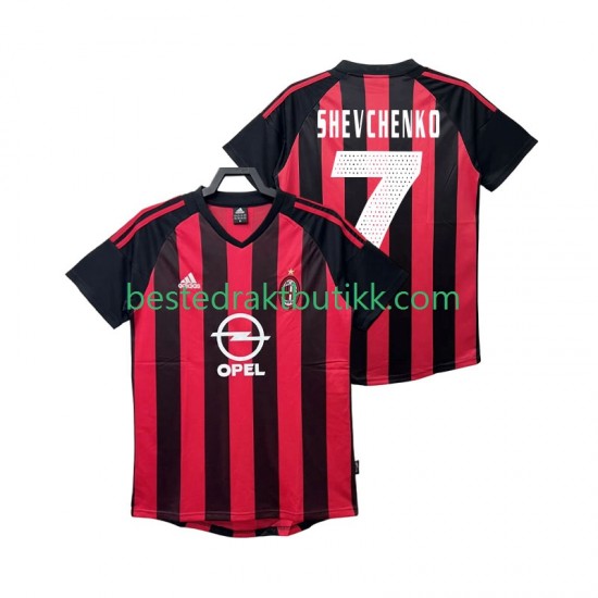 Fotballdrakter AC Milan SHEVCHENKO 7 2002 2003 Retro Hjemmedraktsett Kortermet til Herre