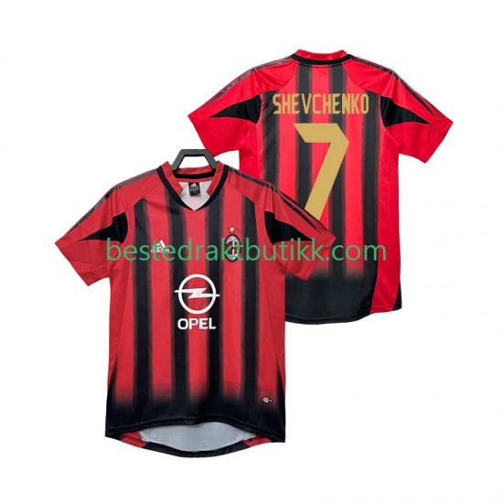 Fotballdrakter AC Milan SHEVCHENKO 7 2005 Retro Hjemmedraktsett 2004 Kortermet til Herre