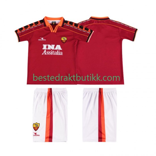 Fotballdrakter AS Roma 1998 Retro Hjemmedraktsett 1999 Kortermet til Barn