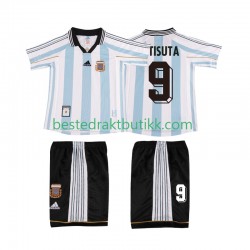 Fotballdrakter Argentina BATISUTA 9 1998 Retro Hjemmedraktsett Kortermet til Barn