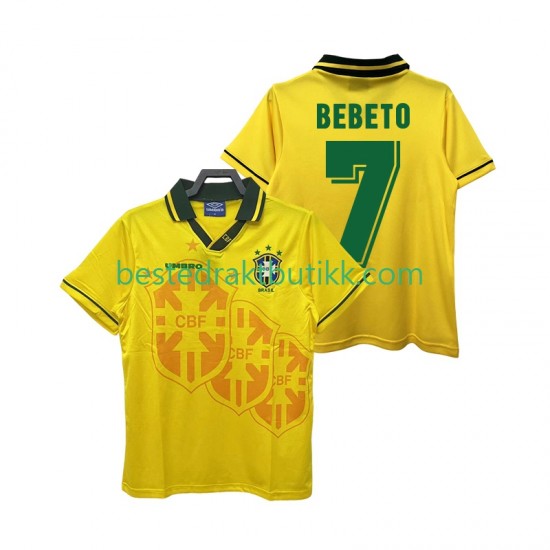 Fotballdrakter Brasil BEBETO 7 Retro Hjemmedraktsett 1994 Kortermet til Herre