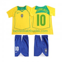 Fotballdrakter Brasil RONALOINHO 10 Retro Hjemmedraktsett 2004 Kortermet til Barn