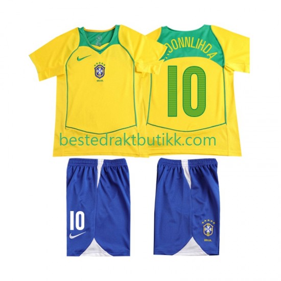 Fotballdrakter Brasil RONALOINHO 10 Retro Hjemmedraktsett 2004 Kortermet til Barn