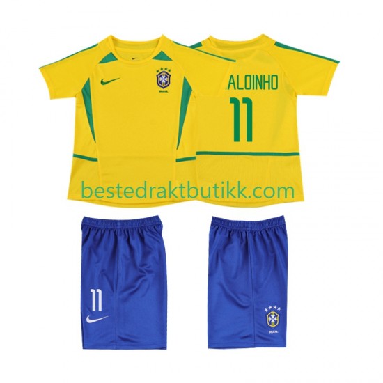 Fotballdrakter Brasil RONALOINHO 11 2002 Retro Hjemmedraktsett Kortermet til Barn