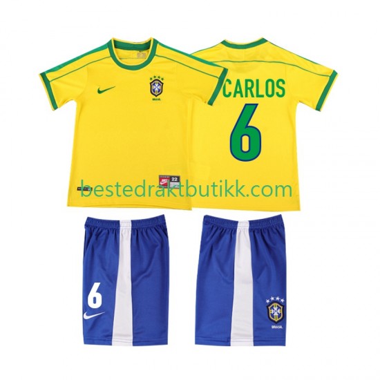 Fotballdrakter Brasil Roberto Carlos 6 1998 Retro Hjemmedraktsett Kortermet til Barn