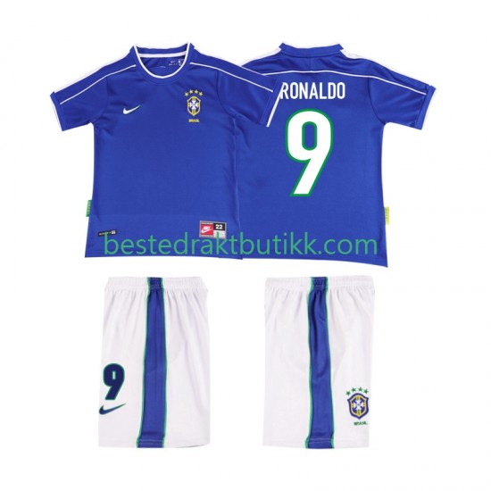 Fotballdrakter Brasil Ronaldo 9 1998 Retro Bortedraktsett Kortermet til Barn