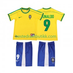 Fotballdrakter Brasil Ronaldo 9 1998 Retro Hjemmedraktsett Kortermet til Barn