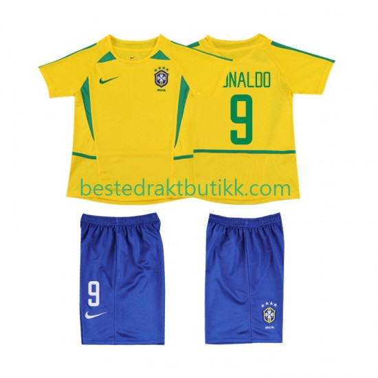Fotballdrakter Brasil Ronaldo 9 2002 Retro Hjemmedraktsett Kortermet til Barn