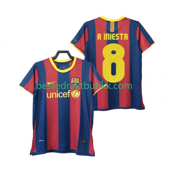Fotballdrakter FC Barcelona A INIESTA 8 Retro Hjemmedraktsett 2011 2010 Kortermet til Herre