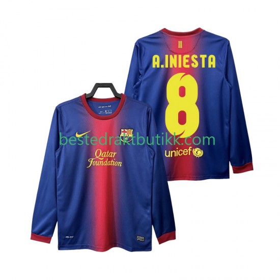 Fotballdrakter FC Barcelona A INIESTA 8 2012 2013 Retro Hjemmedraktsett Langermet til Herre