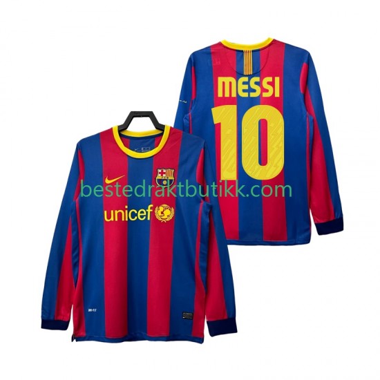 Fotballdrakter FC Barcelona Lionel Messi 10 Retro Hjemmedraktsett 2011 2010 Langermet til Herre