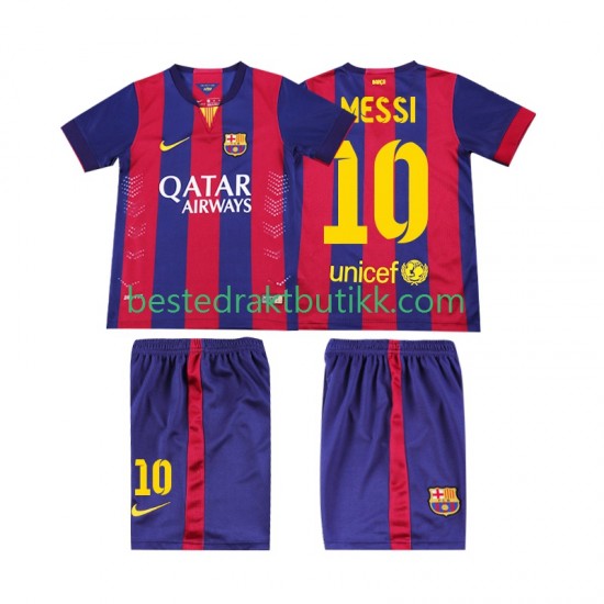 Fotballdrakter FC Barcelona Lionel Messi 10 2014 2015 Retro Hjemmedraktsett Kortermet til Barn