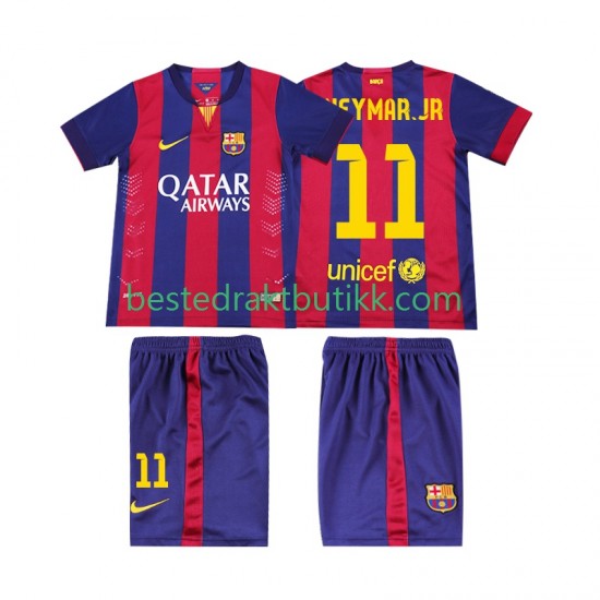 Fotballdrakter FC Barcelona Neymar JR 11 2014 2015 Retro Hjemmedraktsett Kortermet til Barn
