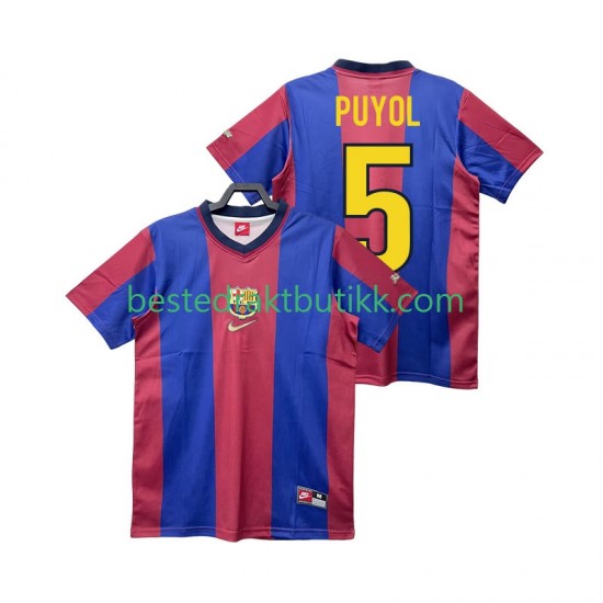 Fotballdrakter FC Barcelona PUYOL 5 1998 Retro Hjemmedraktsett 1999 Kortermet til Herre