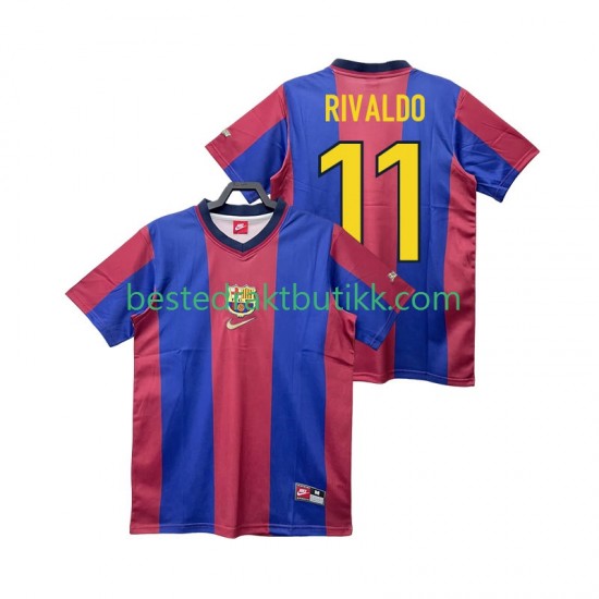 Fotballdrakter FC Barcelona RIVALDO 11 1998 Retro Hjemmedraktsett 1999 Kortermet til Herre