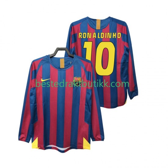 Fotballdrakter FC Barcelona RONALDINHO 10 2005 Retro Hjemmedraktsett 2006 Langermet til Herre