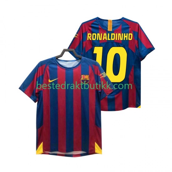 Fotballdrakter FC Barcelona RONALDINHO 10 Champions League 2005 Retro Hjemmedraktsett 2006 Kortermet til Herre