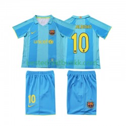 Fotballdrakter FC Barcelona RONALDINHO 10 2007 Retro Bortedraktsett 2008 Kortermet til Barn