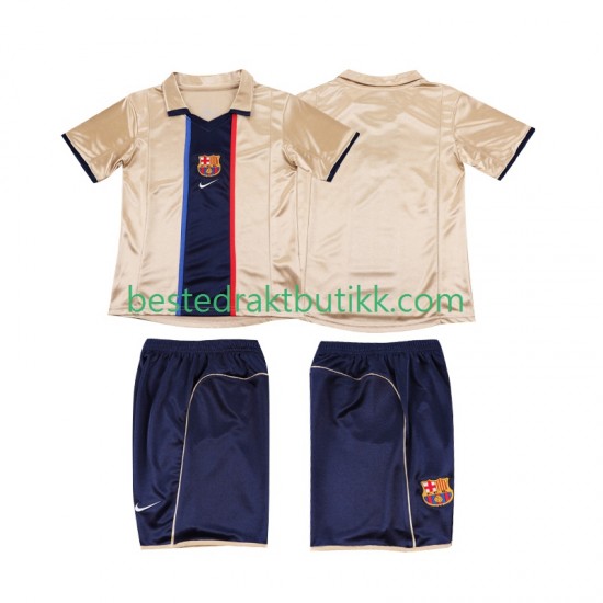 Fotballdrakter FC Barcelona 2001 2002 Retro Bortedraktsett Kortermet til Barn
