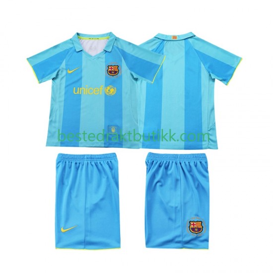Fotballdrakter FC Barcelona 2007 Retro Bortedraktsett 2008 Kortermet til Barn