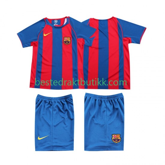 Fotballdrakter FC Barcelona 2005 Retro Hjemmedraktsett 2004 Kortermet til Barn