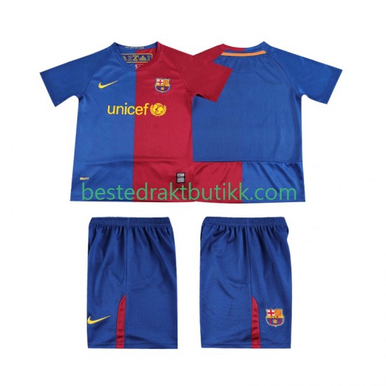 Fotballdrakter FC Barcelona 2009 Retro Hjemmedraktsett 2008 Kortermet til Barn