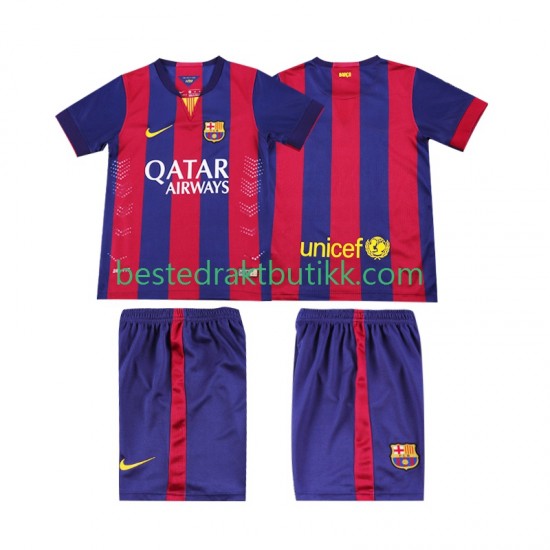 Fotballdrakter FC Barcelona 2014 2015 Retro Hjemmedraktsett Kortermet til Barn
