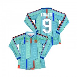 Fotballdrakter FC Barcelona Ronaldo 9 1996 1997 Retro Bortedraktsett Langermet til Herre
