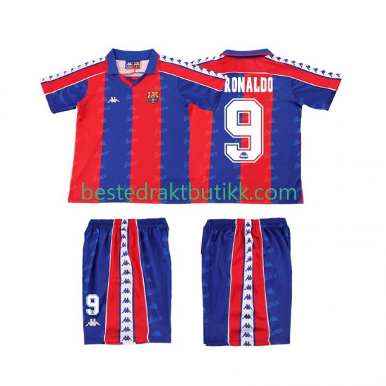 Fotballdrakter FC Barcelona Ronaldo 9 1992 1995 Retro Hjemmedraktsett Kortermet til Barn